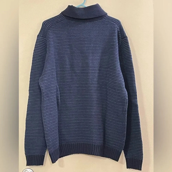 GAP FACTORY Textured Cable Knit Shawl Sweater in Tapestry Navy - Picture 2 of 5